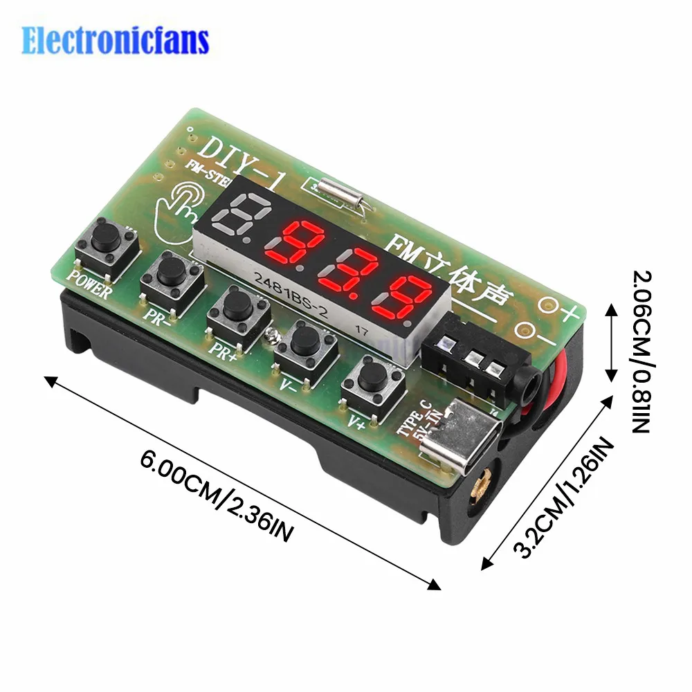 87-108MHz AM/FM Medium Wave FM Two Band Stereo Digital Tuning Machine Headphone Radio Module Kit Diy Production Teaching Product