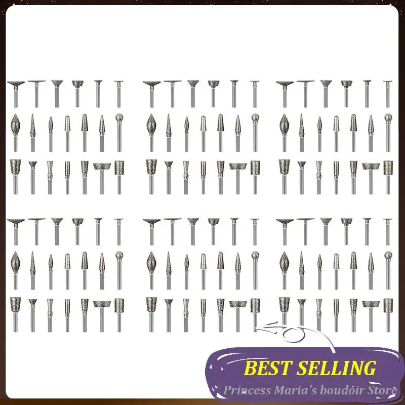 

AB30-Stone Carving Set Diamond Burr Bits,120PCS Polishing Kits Rotary Tools Accessories With 1/8 Inch Shank For Carving