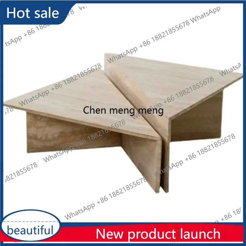 

M46 "Italian Luxury Travertine Coffee Table - Wabi Sabi Style Minimalist Set, ENF Eco-Friendly Custom Modern Living Room"