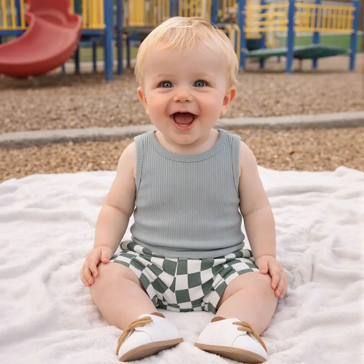 

Baby Boys Girls Sets Kids Vest Suit 2PCS Summer T-Shirt Grid Shorts Clothes Children Boys Sleeveless Suit Clothes