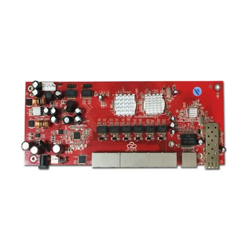 Commutateur PoE en fibre de rosée OEM, carte PCB pour téléphone IP, caméra IP, antenne WiFi extérieure, 8 ports, 100Mbps, 48V