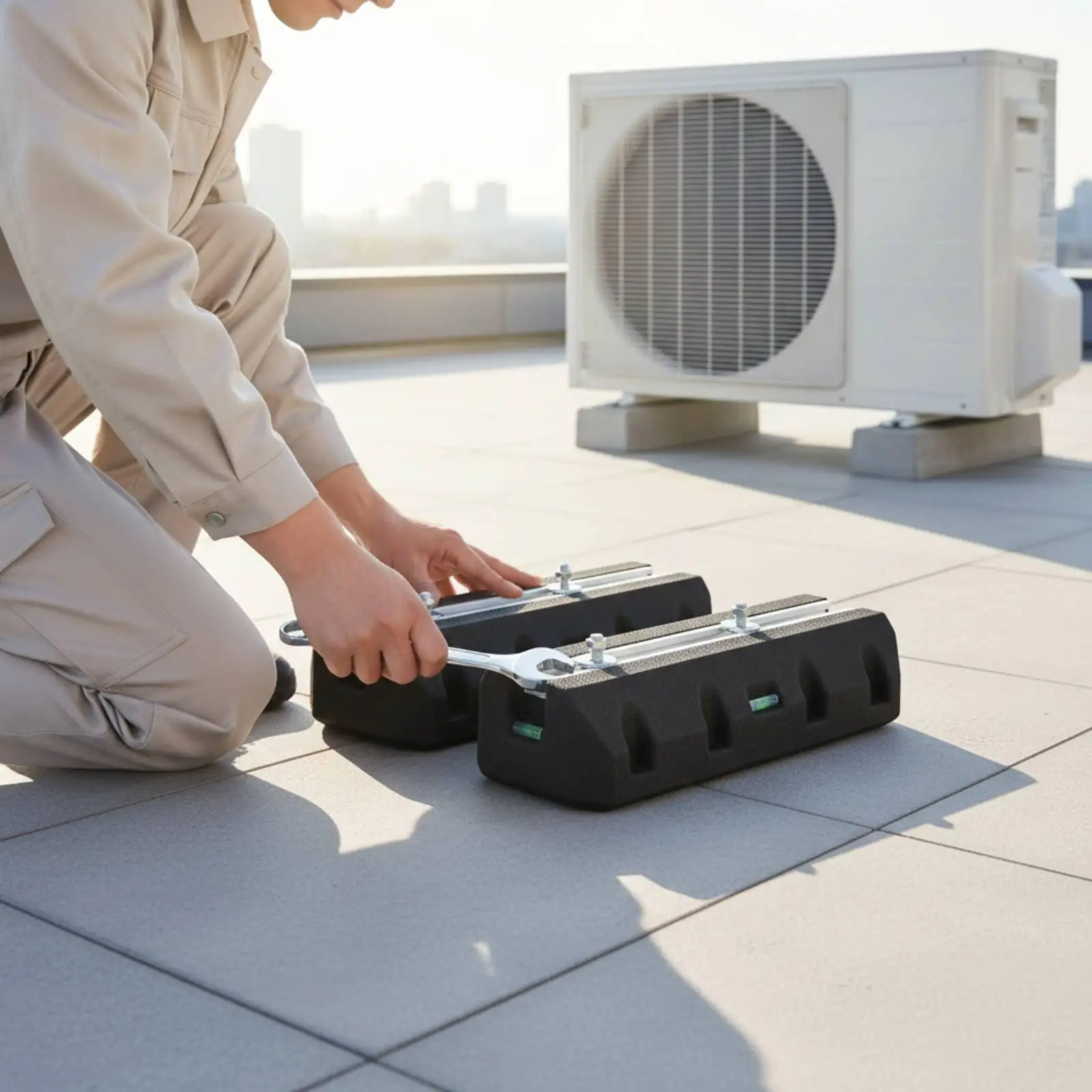 Air condition Outdoor Unit Stand Noise Reduction Heat Pump Support Base Heavy-Duty Condenser Unit Mounting Feet for Ground