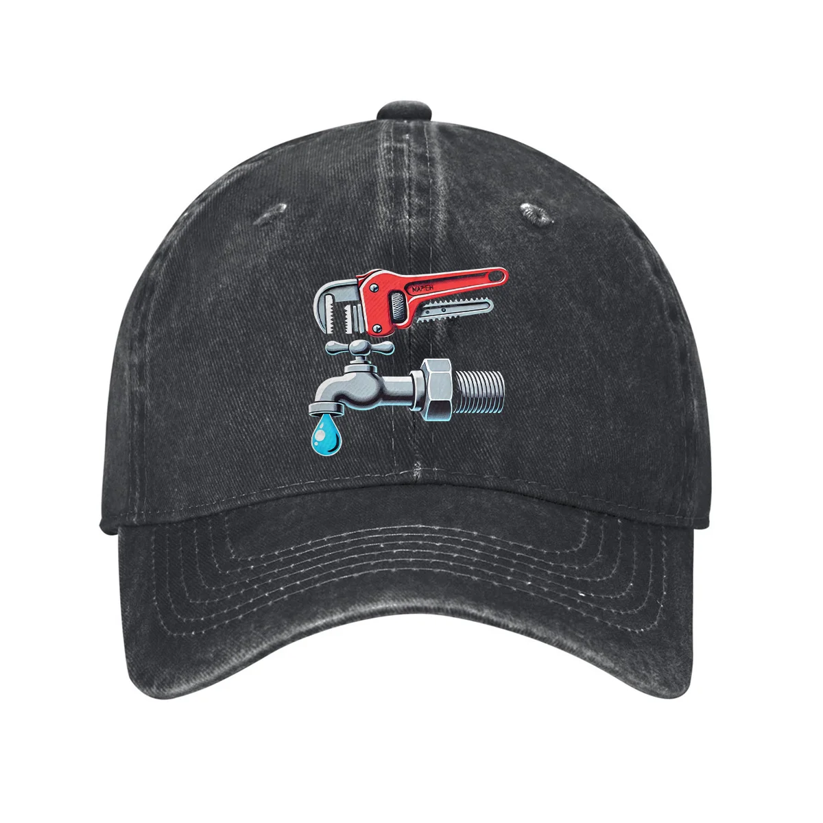 

Plumber Wrench Faucet Leak Graphic Baseball Cap Adjustable Cotton Dad Hat for Men Women