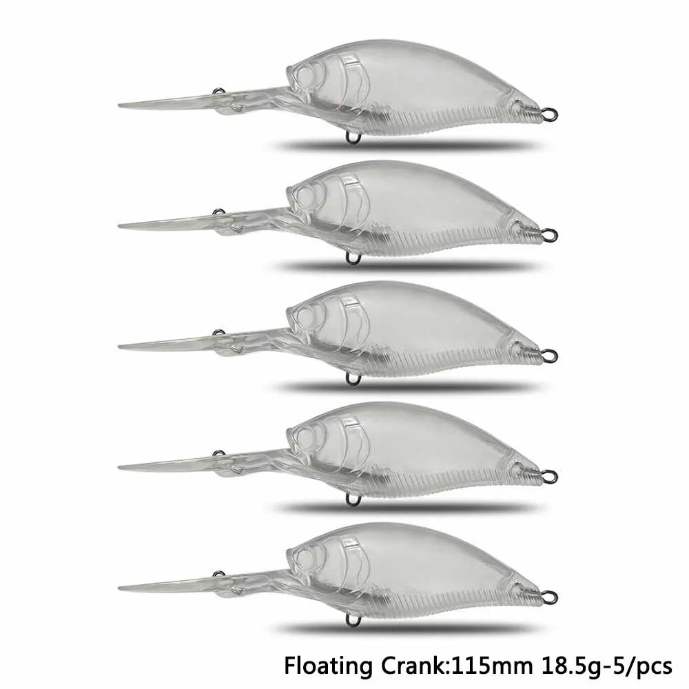 

CF Lure Unpainted DIY Floating Cranks 115mm 18.5g 5pcs Fishing Lure ABS Plastic Bait Billet