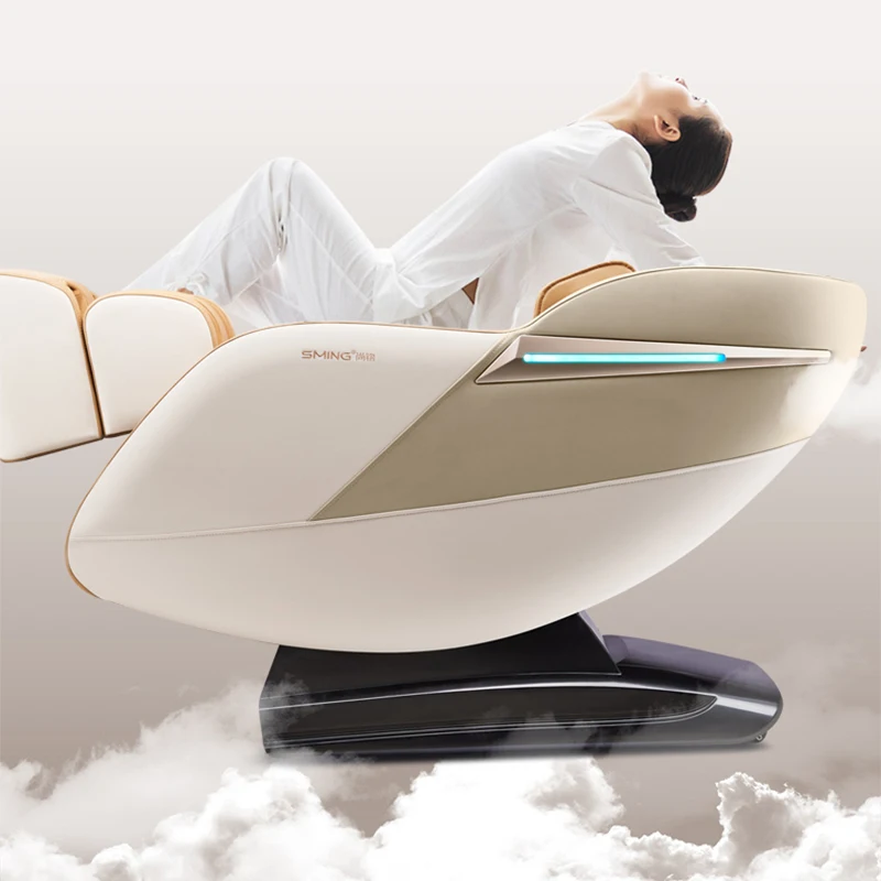 SM-819L Poltrona da massaggio manipolatore 3D di lusso Pista da massaggio super lunga Airbag per tutto il corpo Riscaldamento Sedia da massaggio musicale a gravità zero