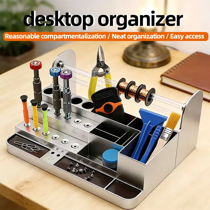 Multifunctional Plastic Repair Tool Storage Box, Screwdriver Organizer, Sorting Parts Container, Desktop Maintenance Tool Holder