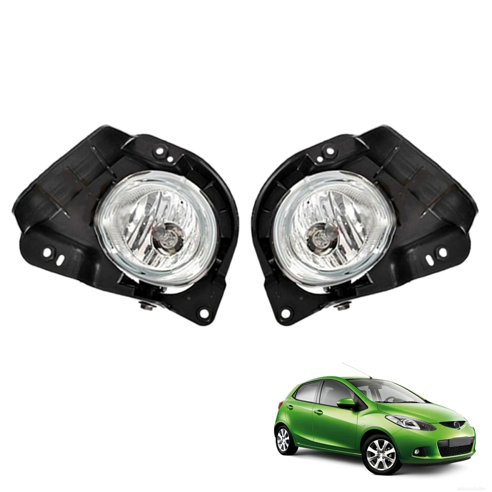 2Pcs Car Front Bumper Left Right Fog Lights Assembly Foglight with Bulb for Mazda 2 Demio 2007-2010 Hatchback