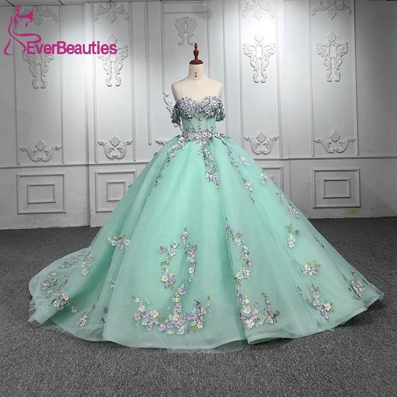 Quinceanera Dress for Juniors Tulle Lace Appliques Off Shoulder Ball Gown Prom Party Dress Vestidos De 15 Quinceañera