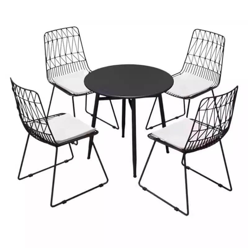 

Outdoor Iron Bistro Table and Chairs Set Garden Furniture for Cafe Balcony Home Use Outdoor Chair Set