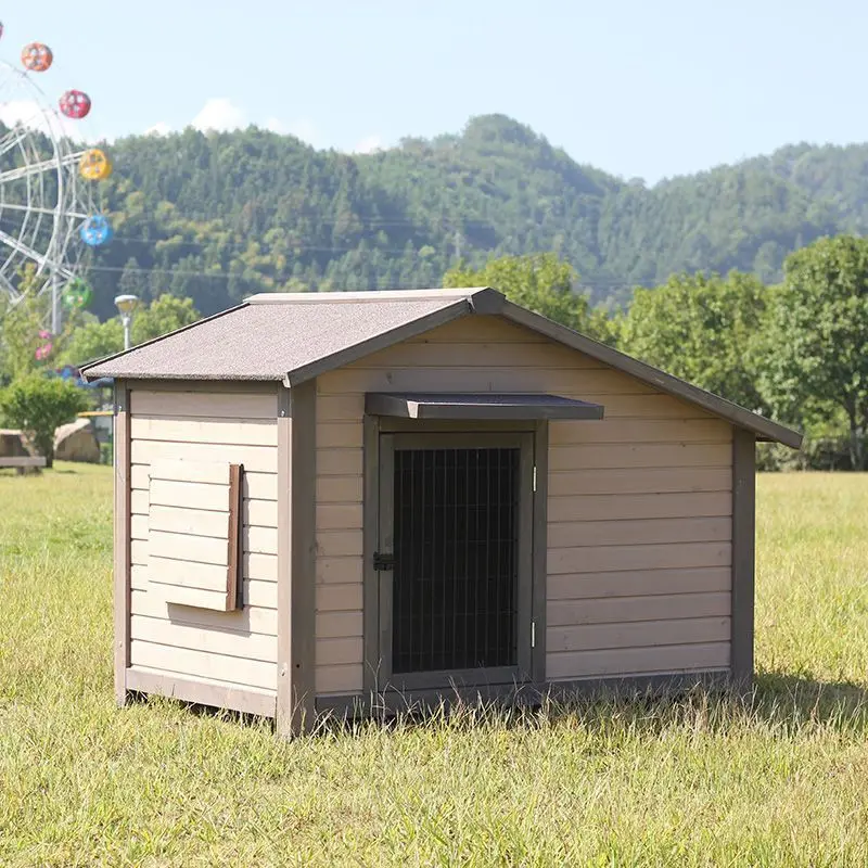 Outdoor rainproof solid wood dog house, sun proof wooden dog villa, all season universal outdoor large, medium, and small dogs