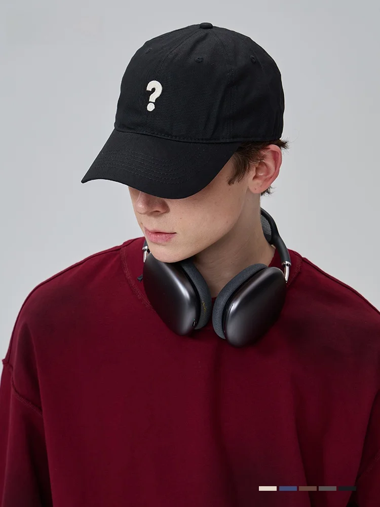 apay-ユニセックス-アジャスタブル-ベースボールキャップ-ウォッシュド-ヴィンテージ-クエスチョンマーク-刺繍-ソフトトップ-カップルハット-ワイドブリム-コットン-幾何学模様-ブロック