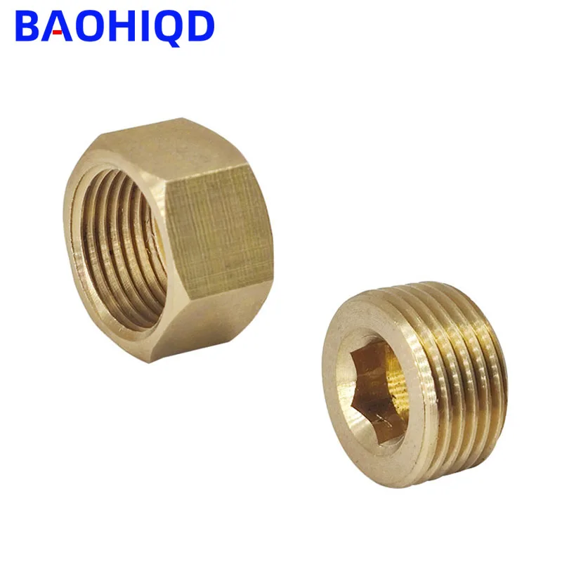 Brass Pipe Hex Head Copper End Cap Plug Fitting 1/8\