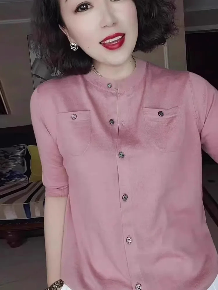 

Корейский однотонный вязаный открытый кардиган, летняя мода, повседневный женский топ ort Sve с одной пуговицей