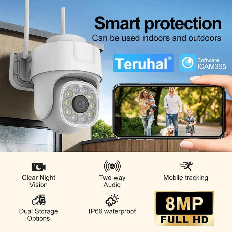 4K 8MP Camarade Seguridad Wifi IP Camera Audio IP66 CCTV Home Human Body Detection Night Vision Security Camera Two-Way Voice