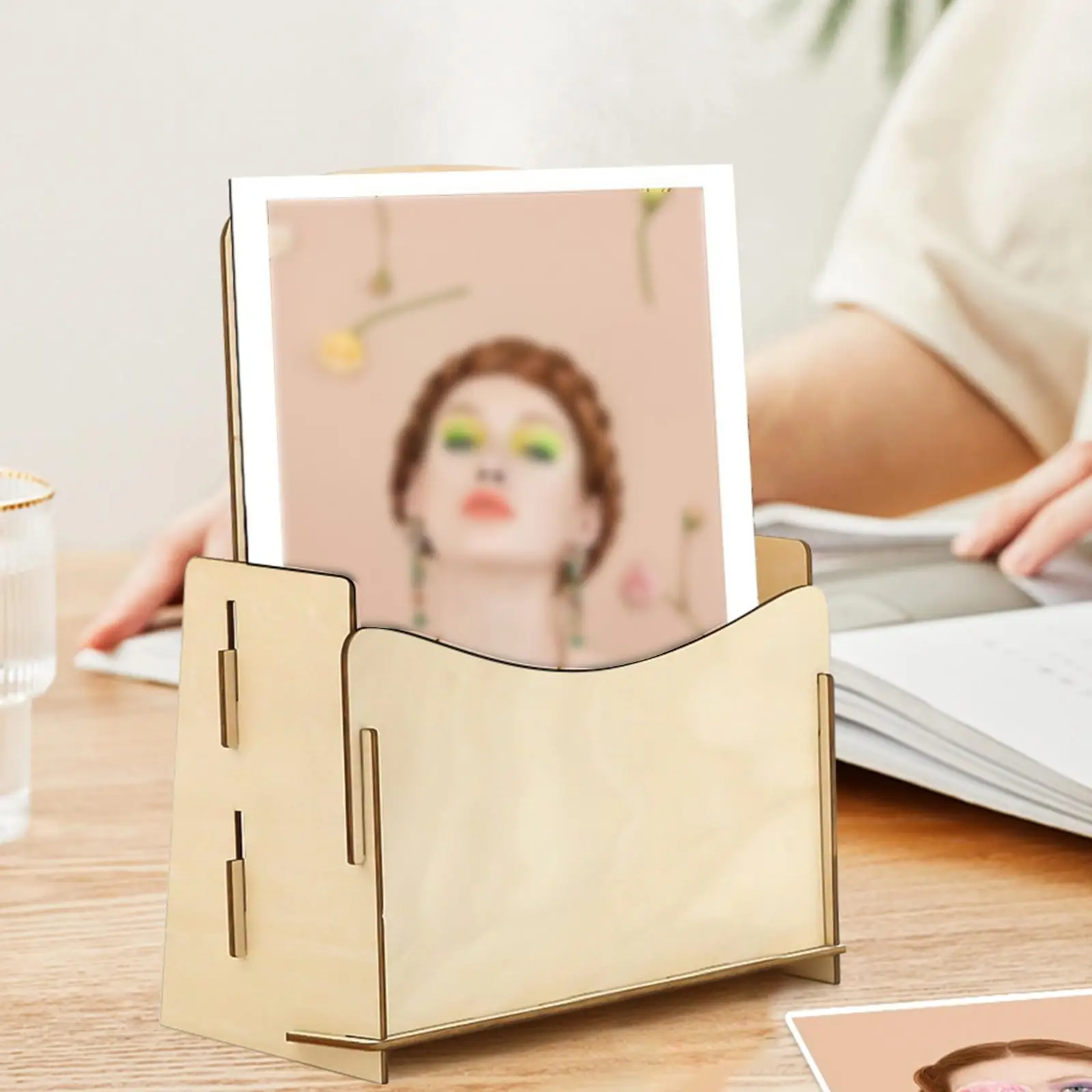 Solid Wood Desk Shelf Organizer Rack for Magazines Books Folders A4 Paper Storage Holder Portable Display Stand for Bedroom