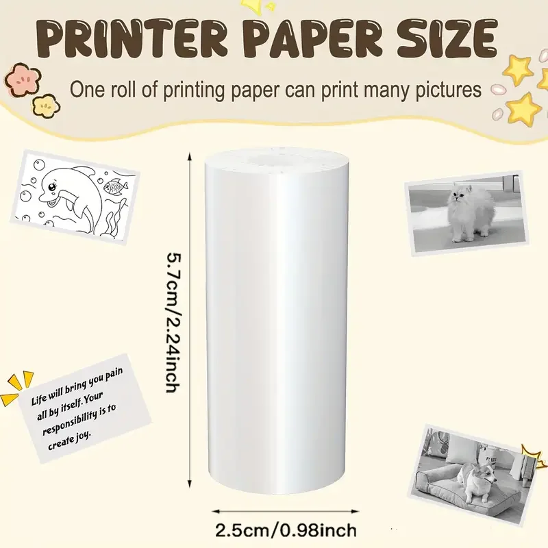 

57mm Thermal Paper Rolls for Mini Portable Printer - Instant Camera Compatible, Clear & Long-Lasting