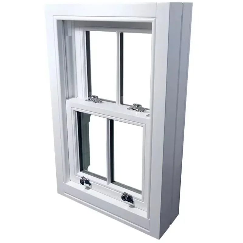 Simple Design Double Hung Window UPVC Vinyl Insulated Residential House Double Glazed Windows