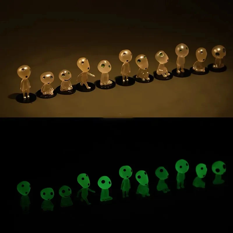 Luminous Elves Mini Figures Fish Tank Decor Kodama Glow in The Dark Figures Garden Micro Flower Potted Landscape Ornament view 3