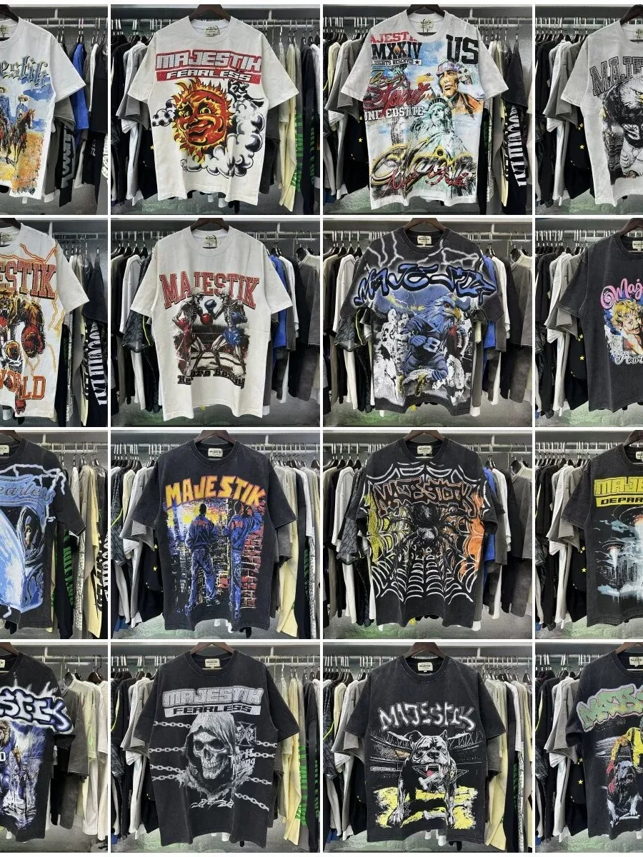 Camiseta de Verão Unissex de Manga Curta com Estampa Vintage, Estilo Casual e Solto, Top de Algodão com Gola Redonda para Hom...