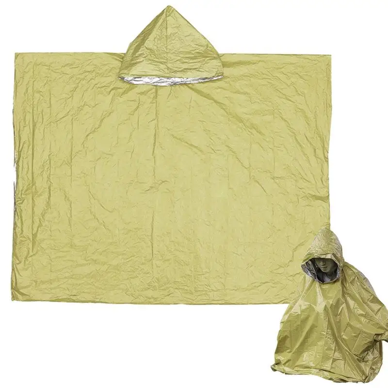 Thickened Reflective Adults Raincoat Multifunctional Portable Rain Poncho Cape Reversible Windproof PE Aluminum Film Raincoat