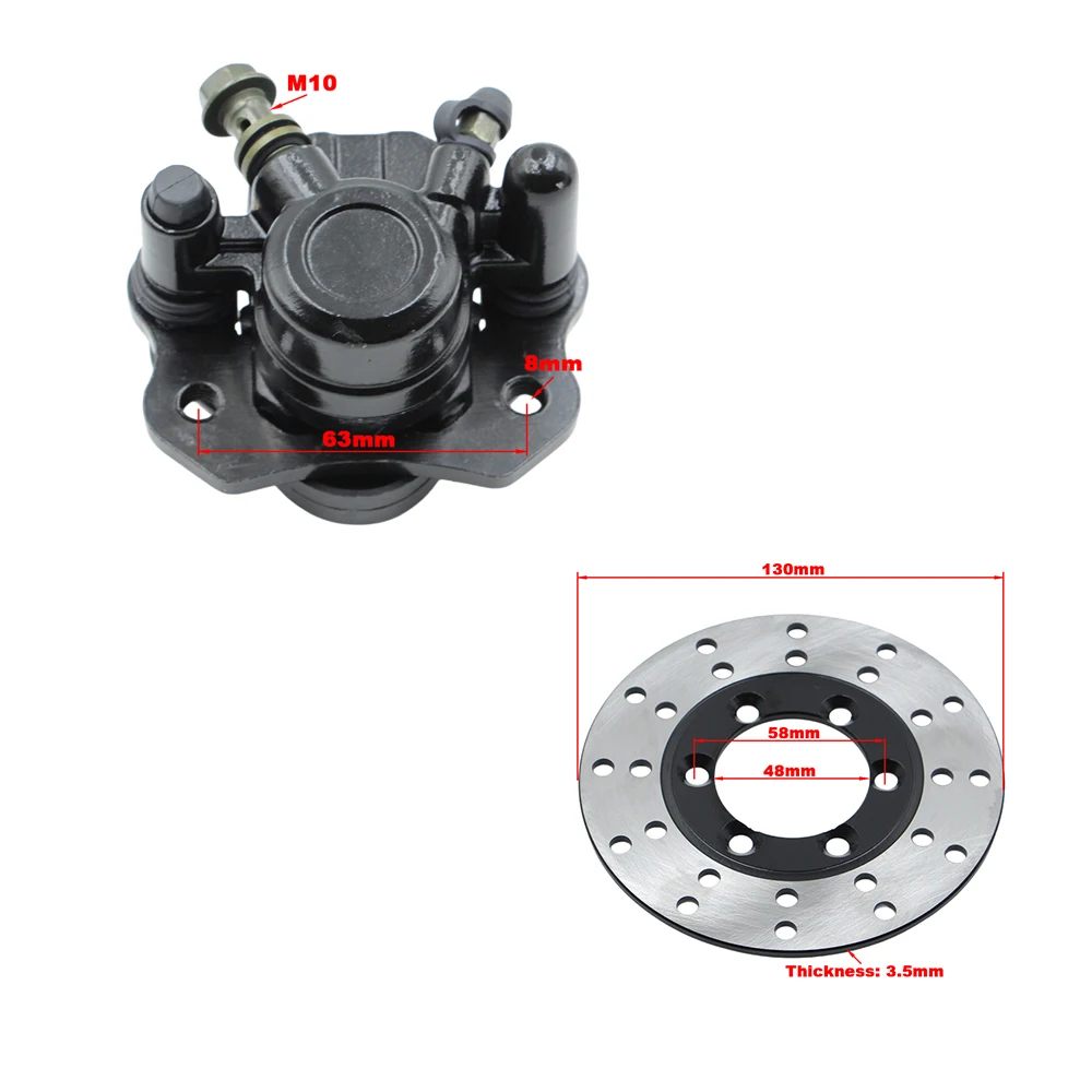 1SET Steering Strut Knuckle Spindles with 100mm M14*4 STUD Brake Caliper 130mm Disc Wheel Hubs Fit For Buggy Go Kart Quad Bike