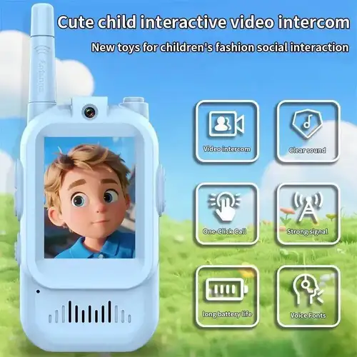 Imagen 2 del producto Walkie Talkie de vídeo para niños con pantalla HD de 2 ""USB-C recargable con un solo clic intercomunicador de llamada HD para niños Gadgets tecnología regalo