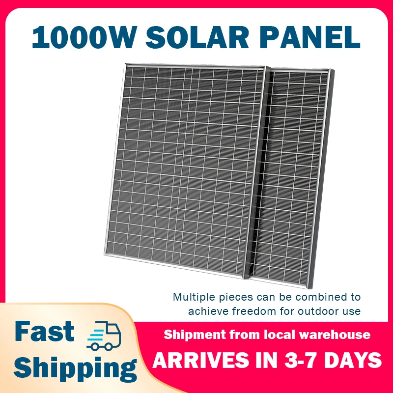 1000W12V Solarpanel, hocheffizientes monokristallines Photovoltaikmodul, geeignet für die Stromversorgung von netzunabhängigen Systemen in Wohnmobilen/Häusern