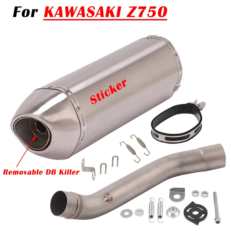 For Kawasaki Z750 Z 750 2007 - 2014 Motorcycle Exhaust Escape System Modified Muffler With Middle Link Pipe DB Killer