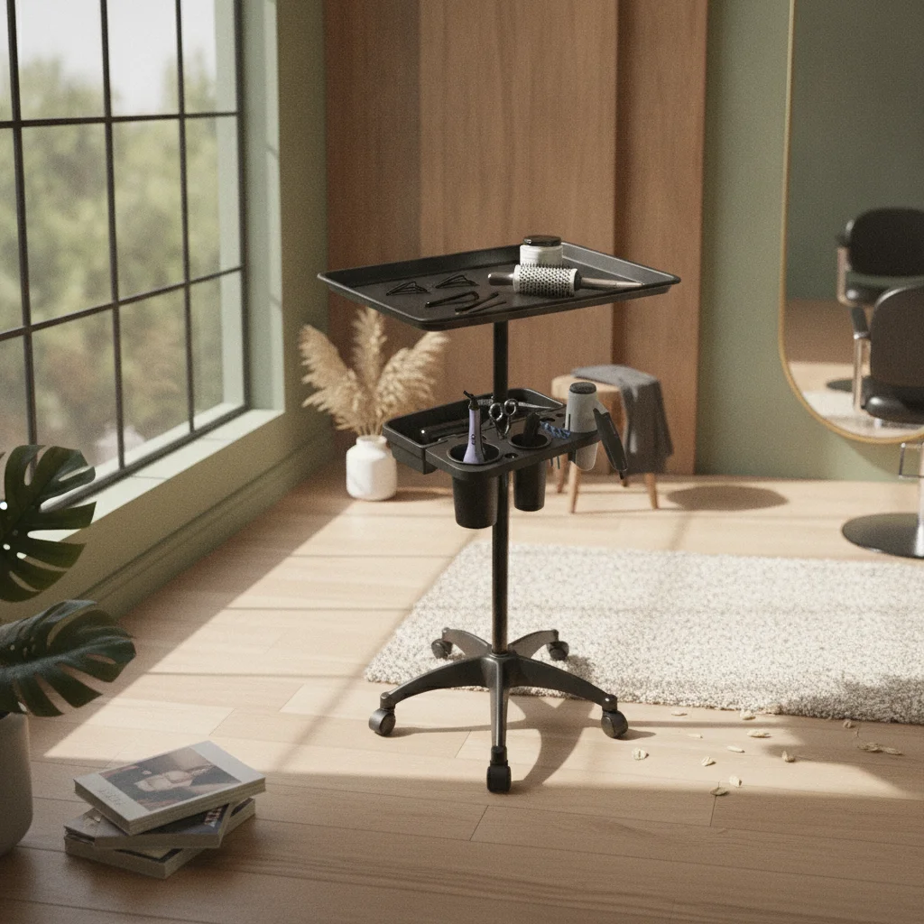 Salon Trolley Cart Professional Rolling Salon Tray Trolley with Tool Holders Portable Cart with Holders Space-Saving