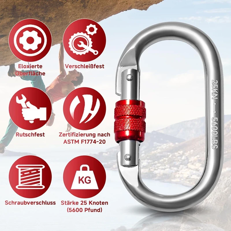 PORK-2 шт. крючки-карабины 25 KN, О-образные крючки-карабины, сверхмощный безопасный карабин, карабин для йоги, гамака, кемпинга