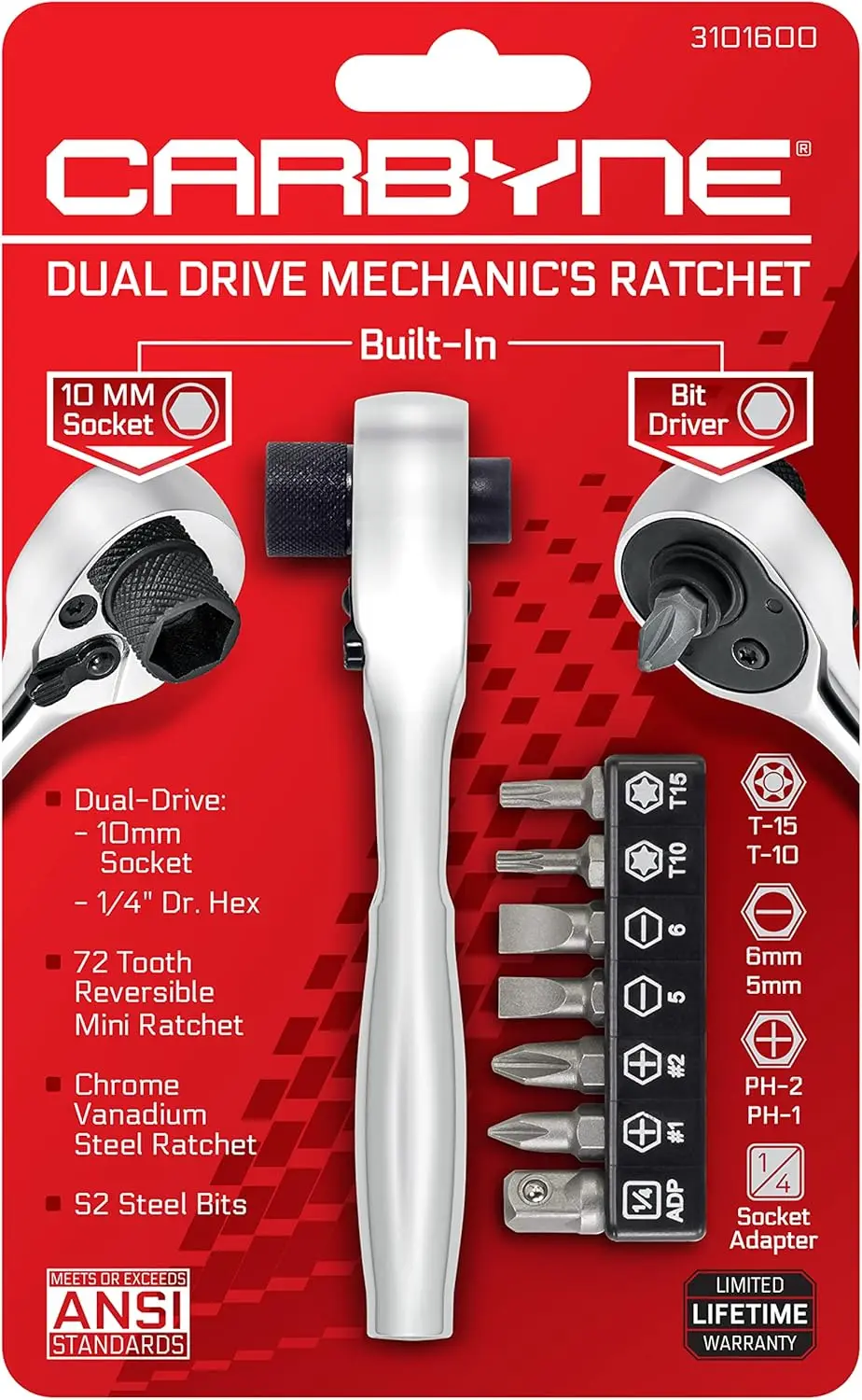 

Dual Drive Ratchet with 10mm Socket & Bit Driver (1/4' Drive)