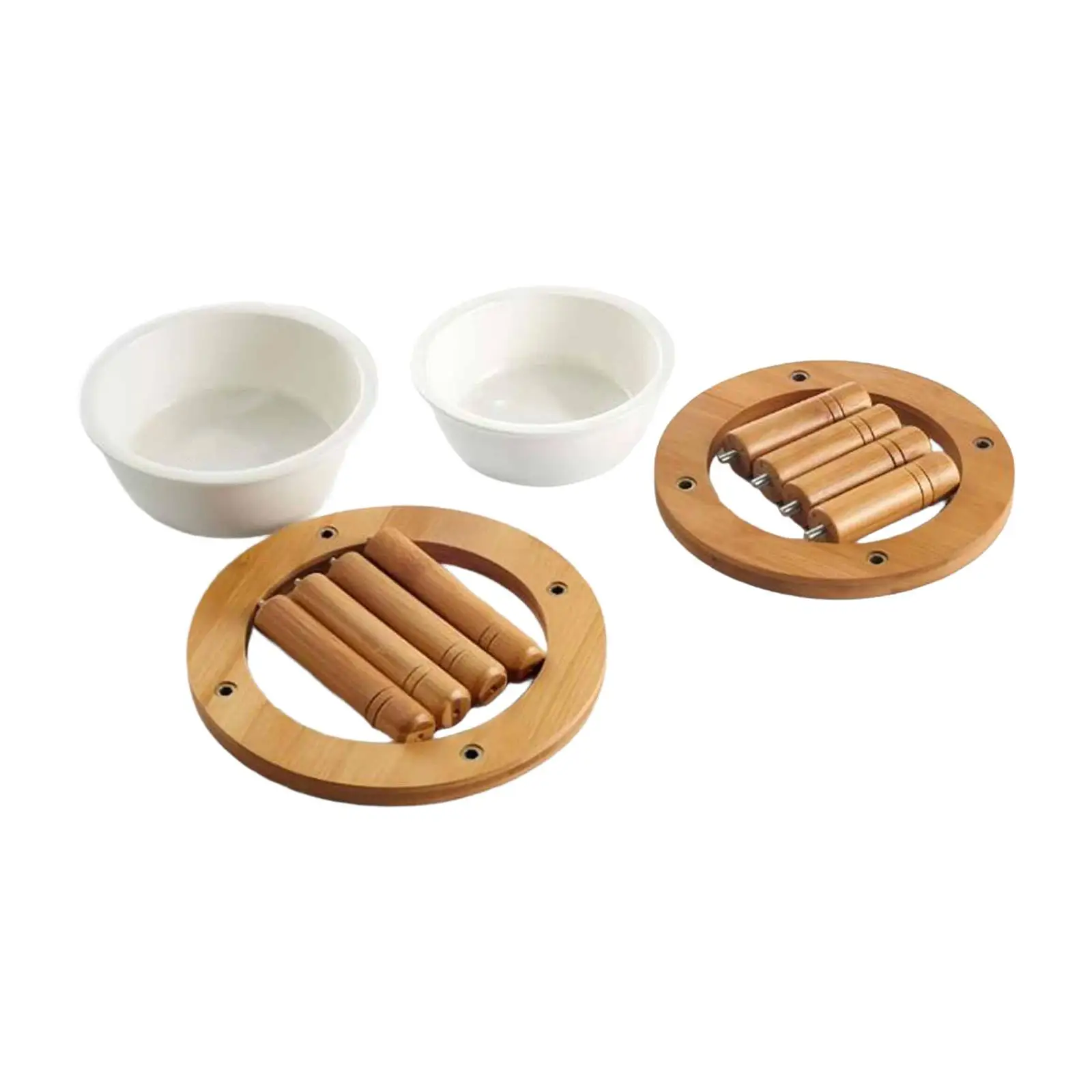 

Elevated Cat Dog Bowl Eating Utensil Easy Assembly with Wood Stand Ceramic Bowl Feeder for Small Animals Kitten Puppy Drinking