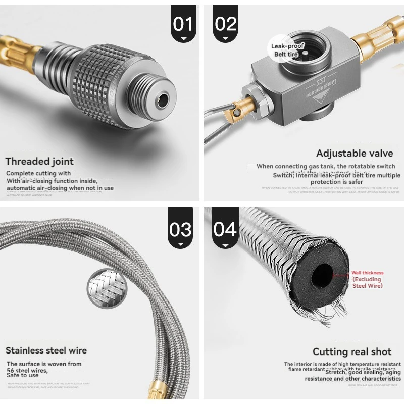 Campingmoon-屋外ストーブ延長パイプアダプター,フラットガスタンク,バルブ付き延長ライン,キャンプアクセサリー