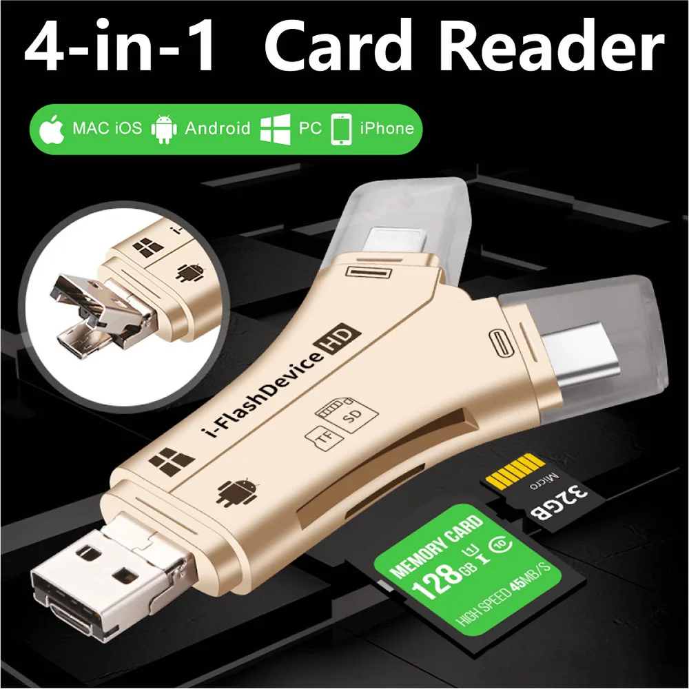 Đầu Đọc Thẻ SD De Memoria Sd Adapter Micro Carte Sd Type C OTG Nhớ Cardreader Cho Adaptador Iphone Samsung MacBook