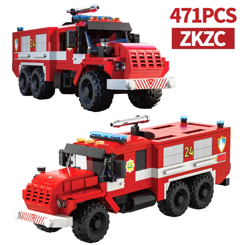 

City Fire Truck Car Model Building Blocks MOC Technical Enginerring Bricks Educational Toys For Children Christmas Birthday Gift