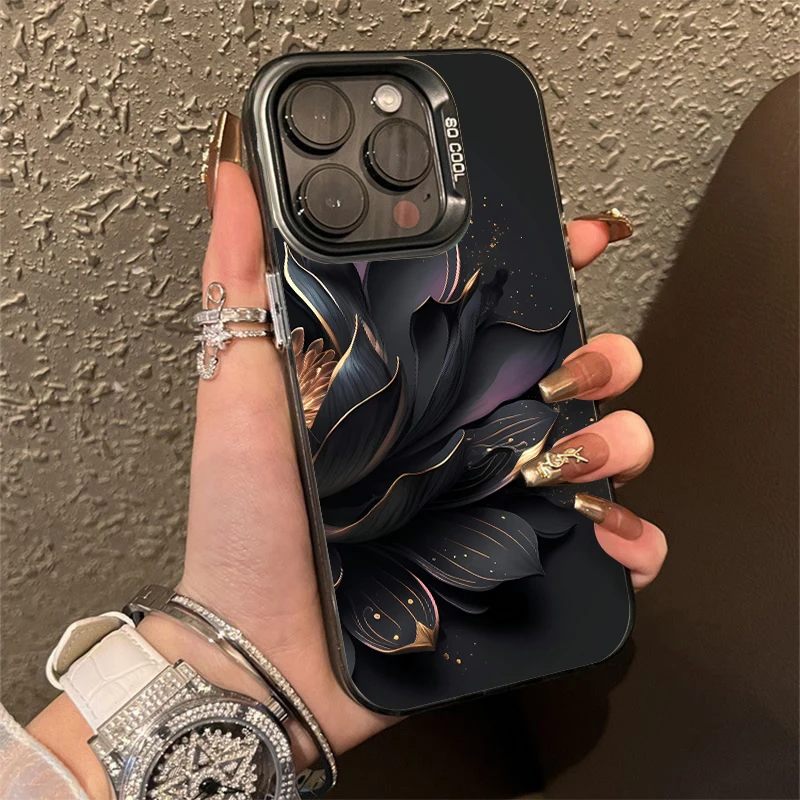 Матовый чехол с цветами для iPhone 15 14 13 12 11 Pro Max XS Max X XR 7 8 Plus 6S