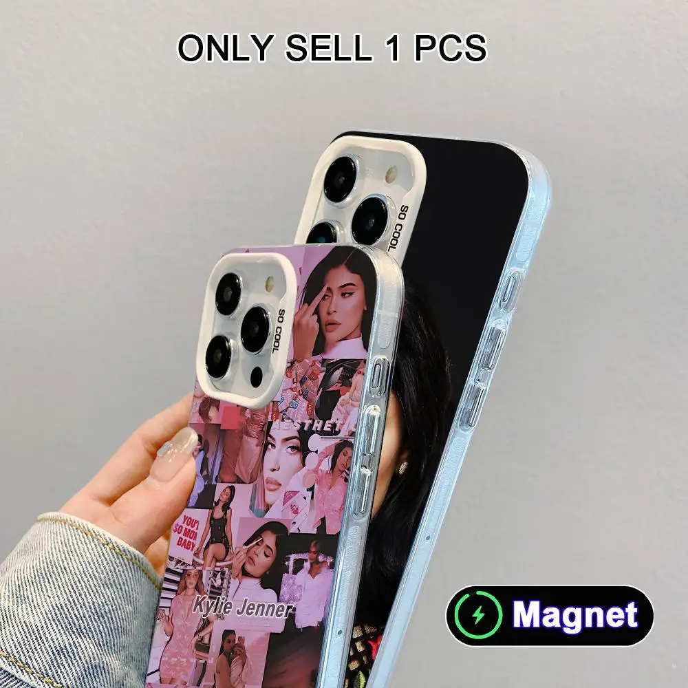 

Kylie Jenner White Translucent MagSafe Mobile Phone Case for iPhone 17 16 15 14 13 12 11 X XR XS Air Pro Max Plus Cover