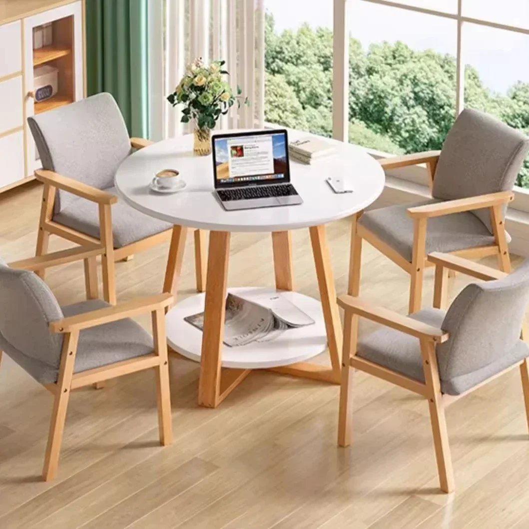 

л # Обеденный стол на ножках из массива дерева, домашний балкон, кафе, небольшой круглый стол, коммерческий стол и набор стульев, мебель для переговоров в гостиной