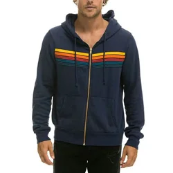 2024 New Man Hoodies Couples Fashion Rainbow Stripe Zipper Hoodie Aviator Nation Long Sleeve Women's Hoodie