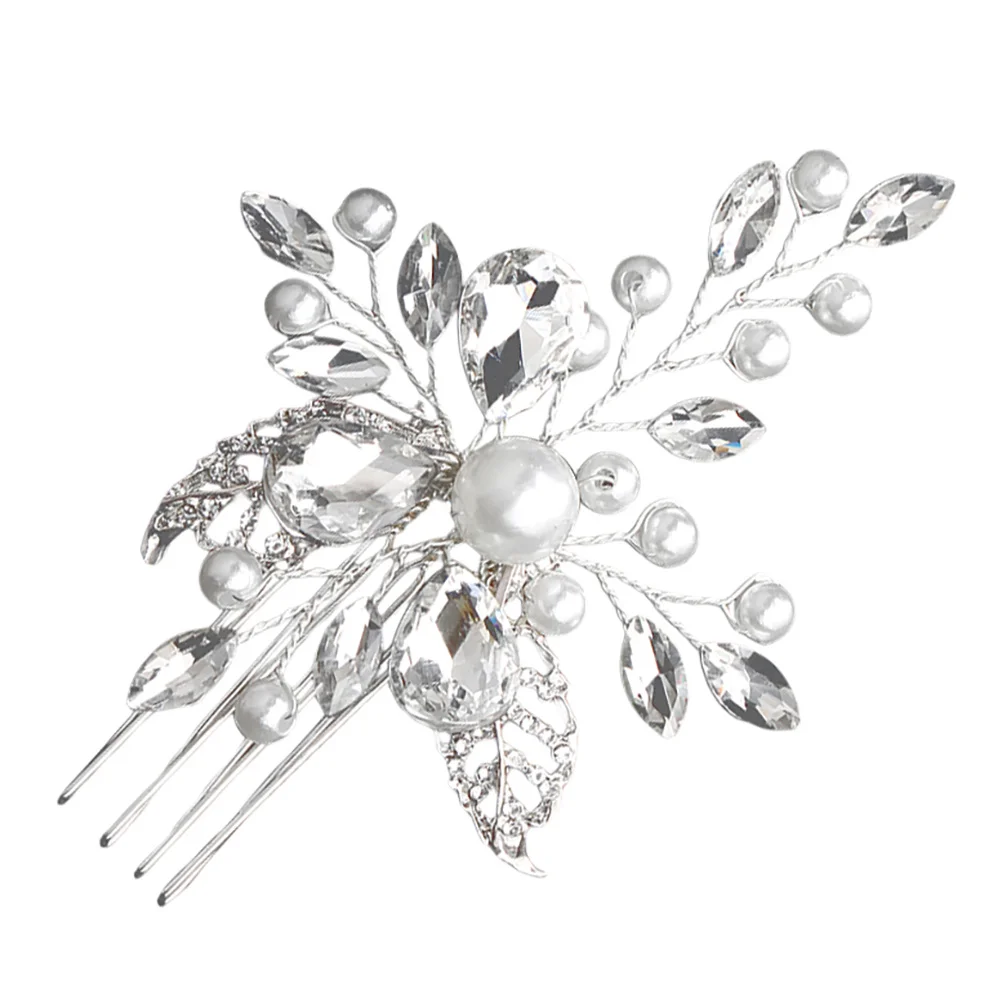 1 قطعة زخرفة العروس اللؤلؤ سبائك الفضة كريستال حجر الراين مشط أنيق غطاء الرأس الزفاف اليدوية فريد الشعر الدعامة للنساء