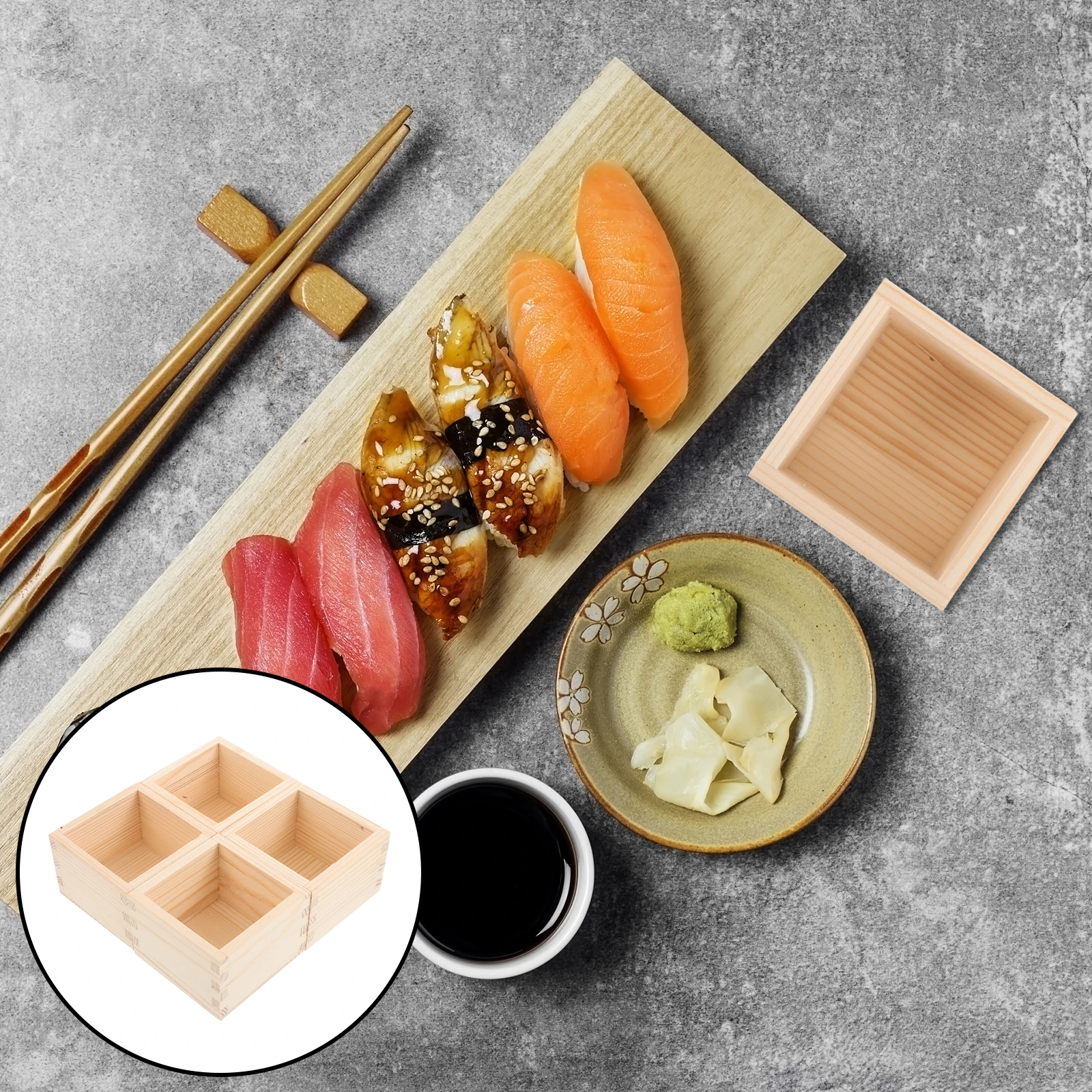 

4pcs Wooden Cups Square Shape Japanese Sake Box Natural Wood Mug Storage Stable Design Portable Gift Home Party Use for Family