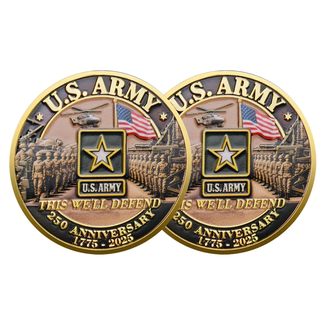 U.S. Army 250th Anniversary Souvenir Coin Gold Plated This Well Defend Collectible Coin