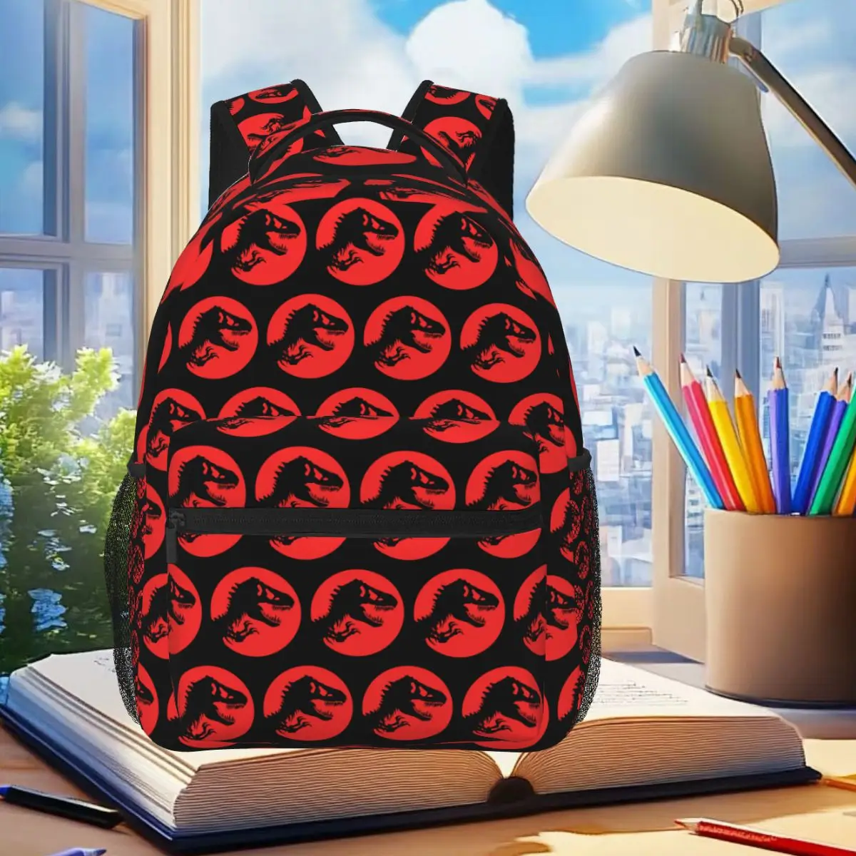 

Dinosaur Jurassic Park Backpack Student Boys Girls BookBag Children School Bag Computer Shoulder Bags for Men Women