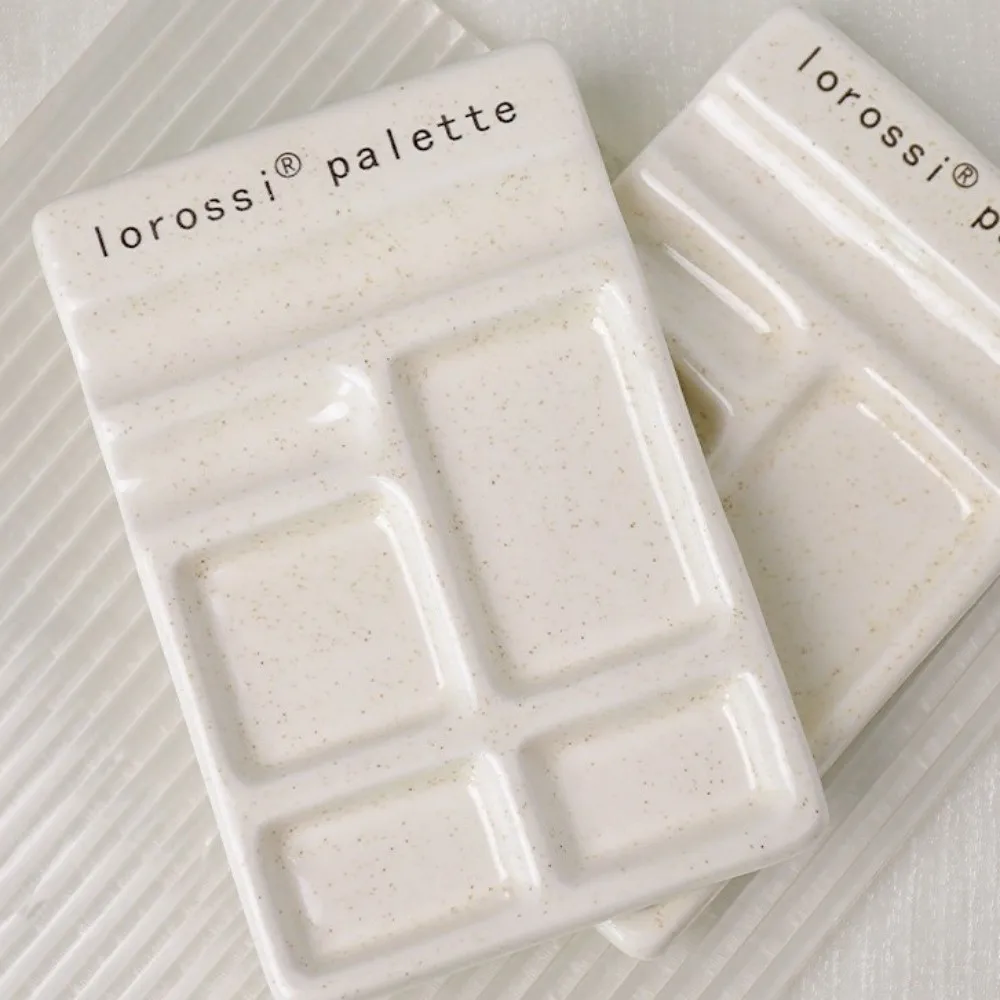 Portable Ceramic Paint Palette Smooth Stain Resistant Color Mixing Palette with Brush Holder Jewelry Storage Tray