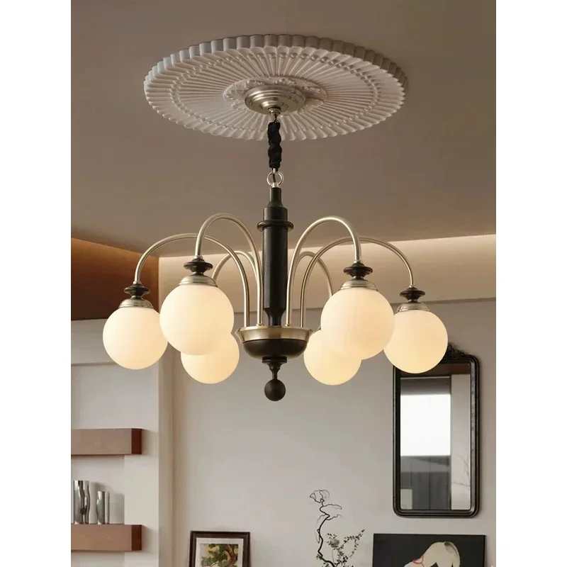 French Medieval Style Pendant Light Retro Wooden Hanging Chandelier Bedroom Living Room Cafe Indoor Art Hanging Light Fixture