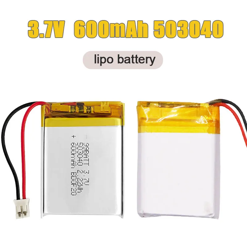 

1-10 Pcs 503040 Li Po 3.7V 600mAh Lithium Ion Battery Polymer 603040 Rechargeable Batteries for Bluetooth Small Speaker Dashcam