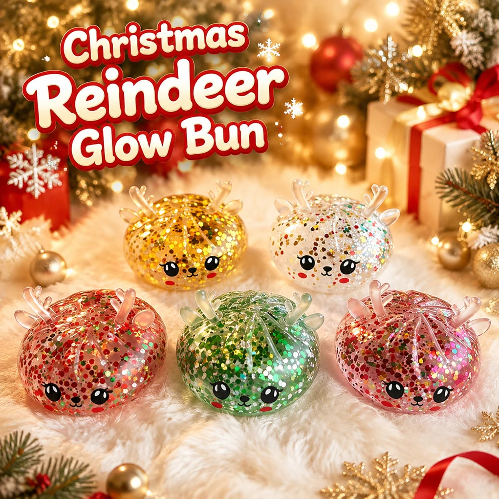 Christmas Squishies Toys,Reindeer Sensory Fidgets Stress Ball,Soft Animal Squeeze Toys For Stress,Christmas Tree Hanging Decor