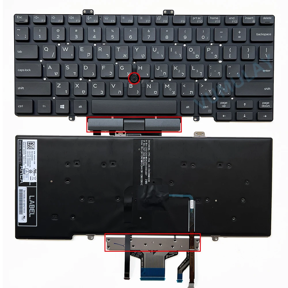 

Hebrew Backlit Keyboard for DELL Latitude 7400 7401 7402 5400 5401 5402 5410 5411 0HDVPX HEB With Pointer Israel IL