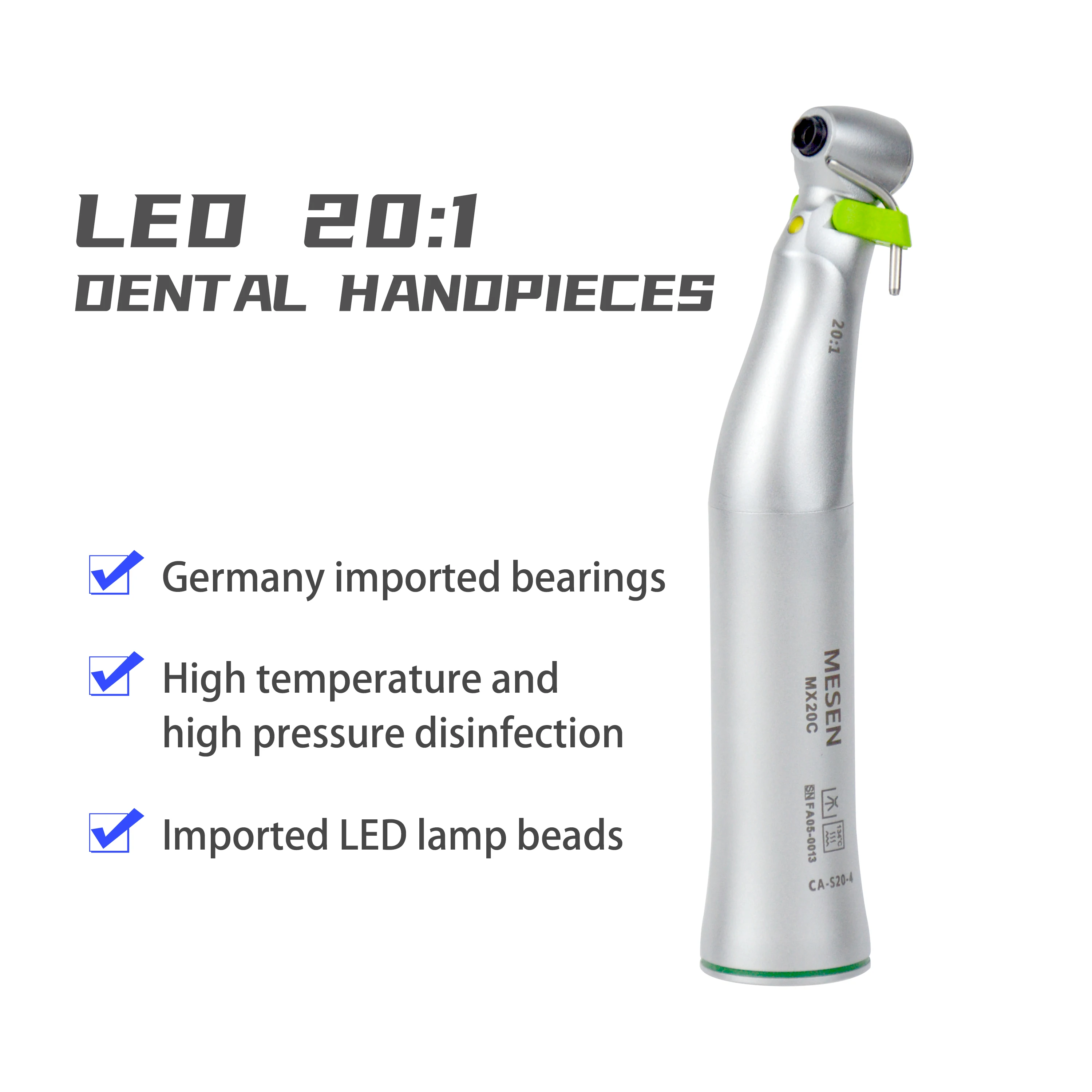 W-75 LG Surgical Contra-Angle Handpiece Dental 20:1 Implant Handpiece E generator LED contra Angle Dentist Tool