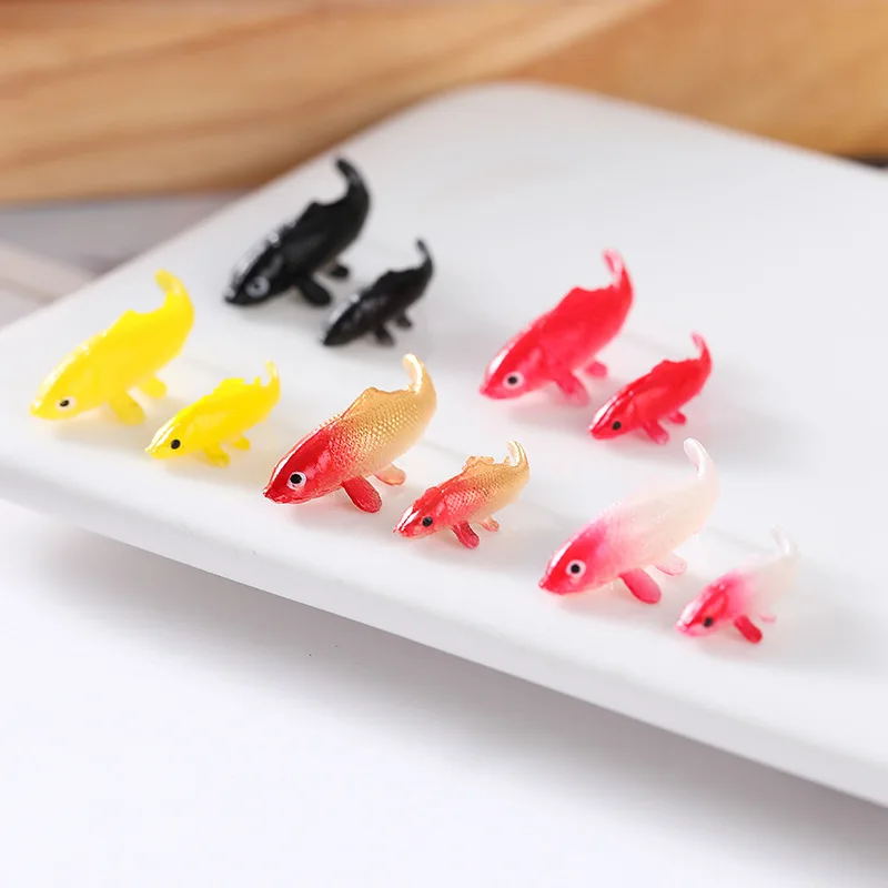 YeulionCraft 5 unids/set modelos de peces dorados de PVC suave Material de relleno epoxi cristal océano resina 3D Mini relleno de modelado de peces